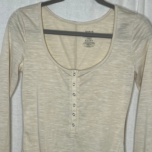 Victoria’s Secret Adore Me Havyn Bodysuit Oatmeal Cream Size Small Scoop Neck - Picture 3 of 13